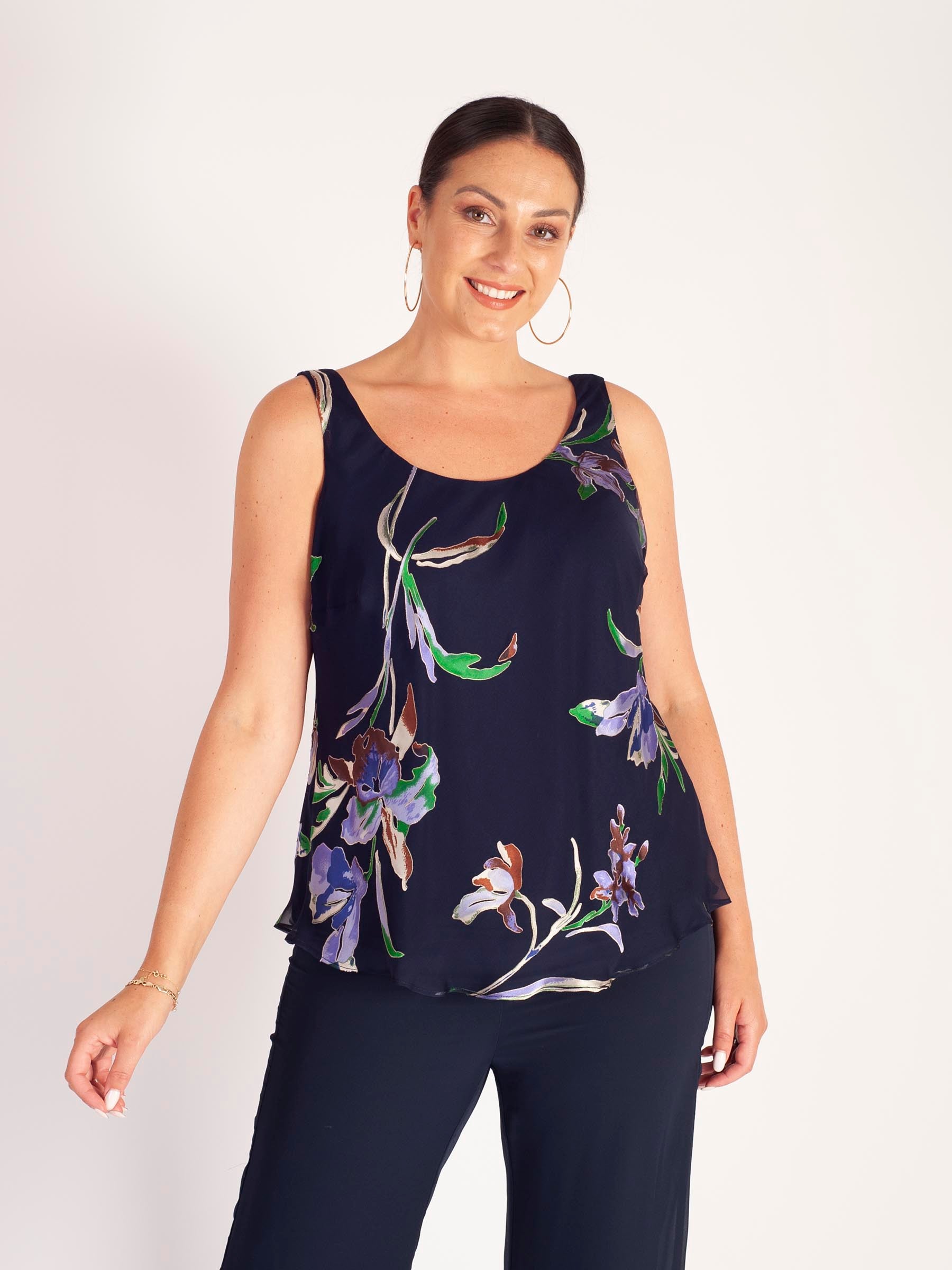 Navy Iris Floral Print Devoree Camisole