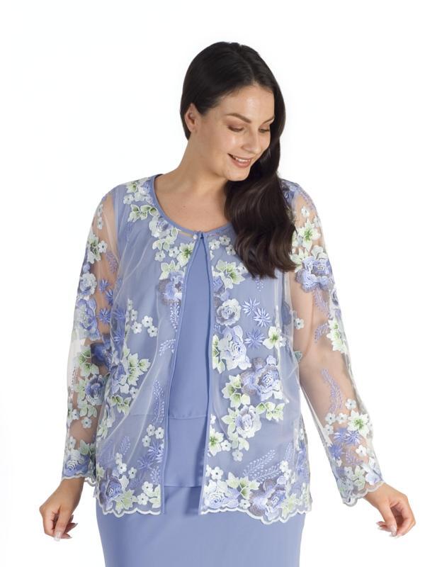 Bluebell Floral Emb. Mesh Scallop Trim Jacket