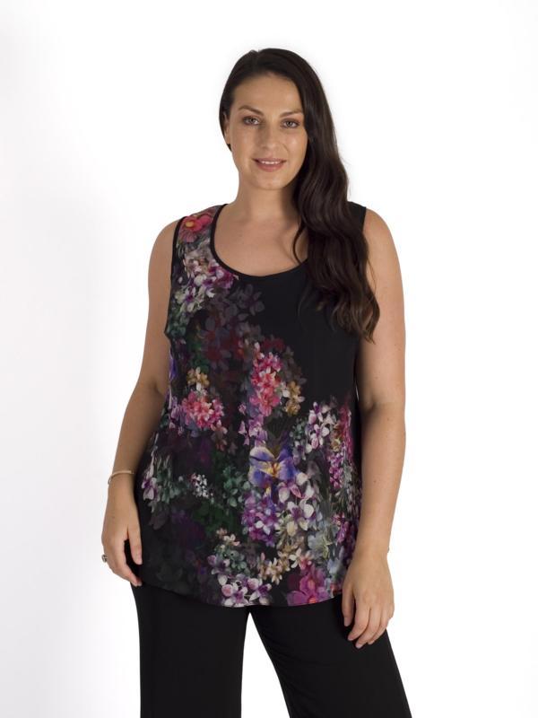 Black/Grape Wisteria Chiffon Camisole