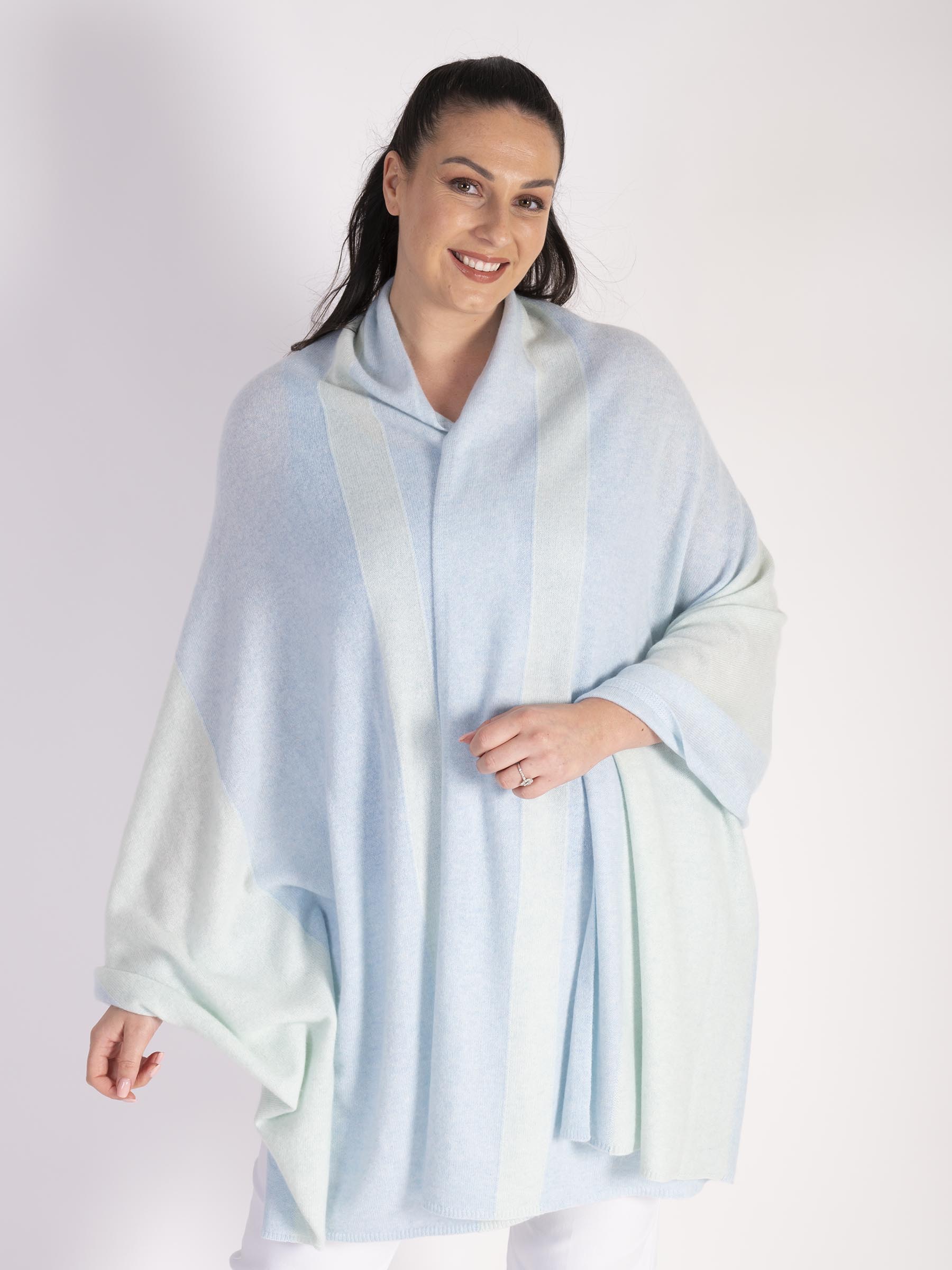 Moonstone/Jade Colourblock Cashmere Wrap