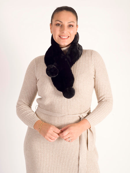 Black Faux Fur Scarf – Chesca