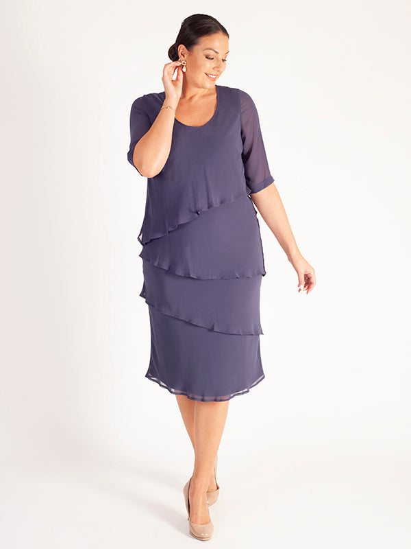 A Violetta Multi Layered Chiffon Dress – Chesca