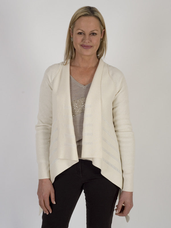 Isabel de Pedro Merino Blend Ivory Waterfall Cardigan