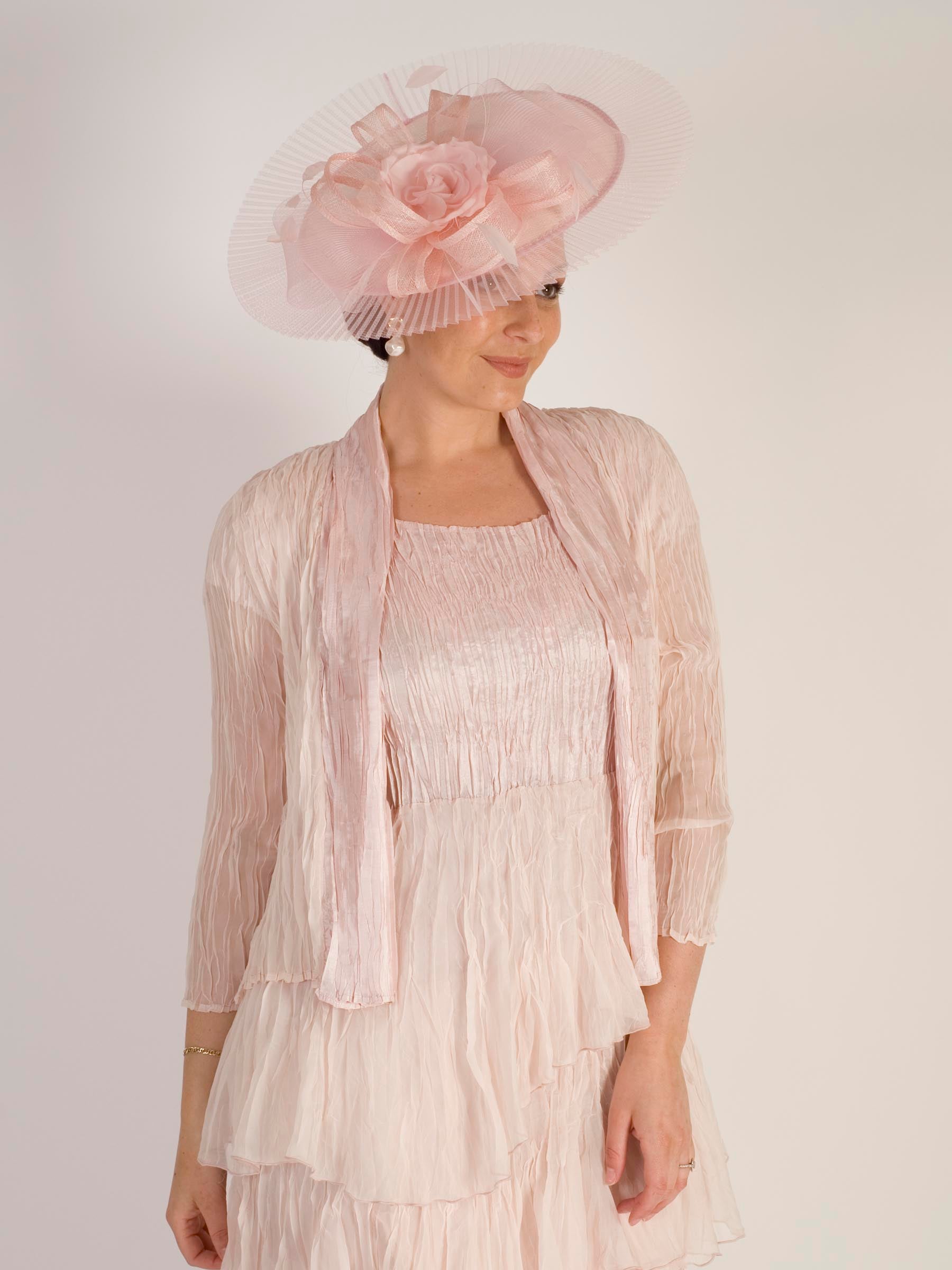 Pink/Pink Large Fascinator with Polka Dot Disc