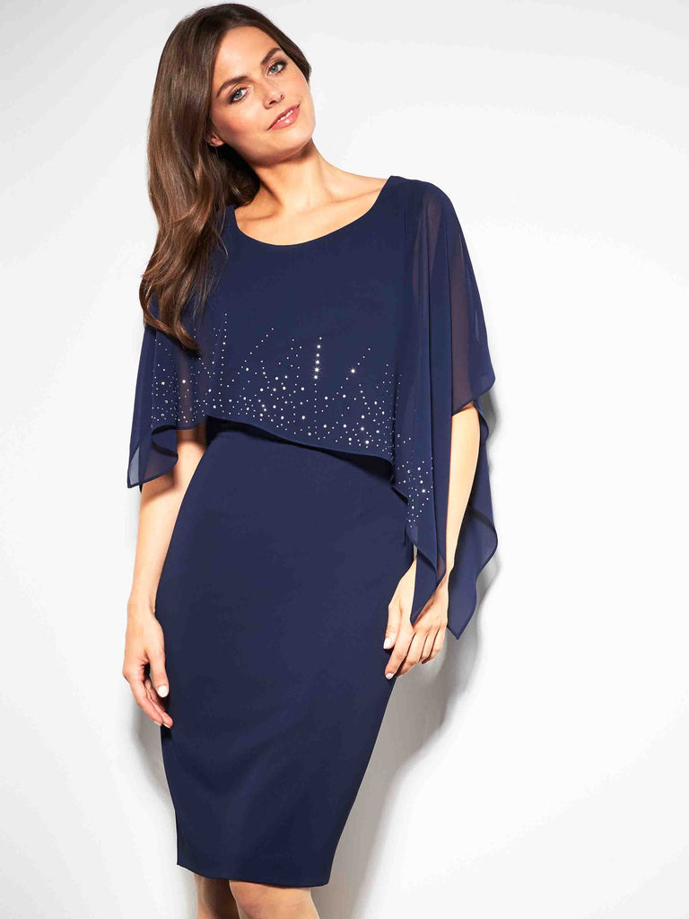 navy blue cape dress