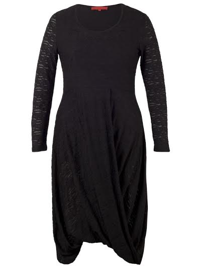 Black Mixed Fabric Jersey Dress