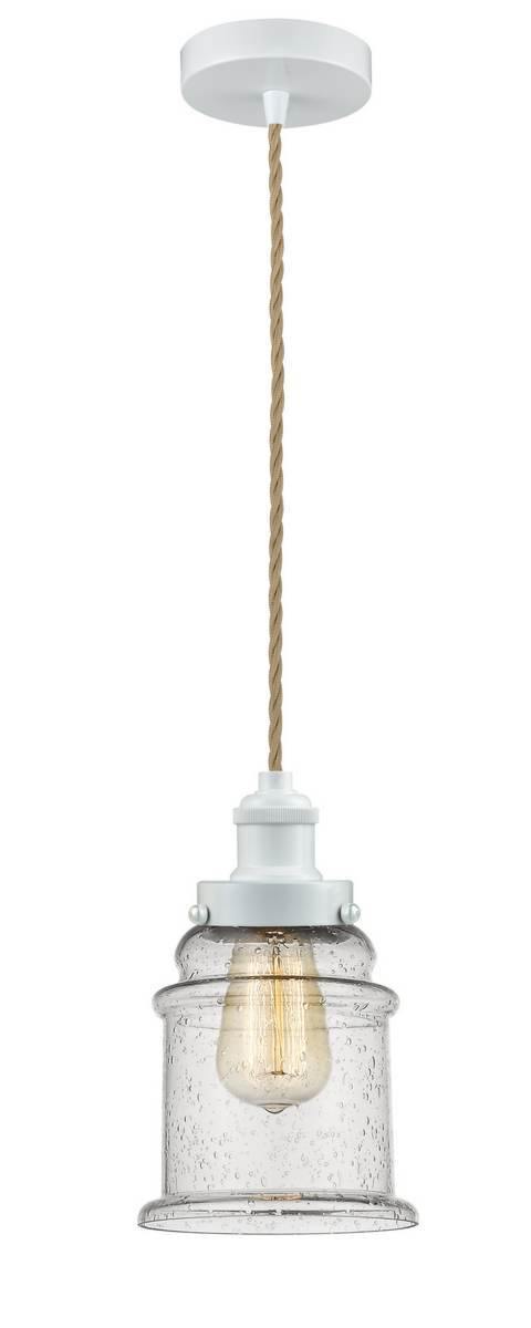 100W-10RE-1H-W-G184 Cord Hung 8" White Mini Pendant - LED Bulb