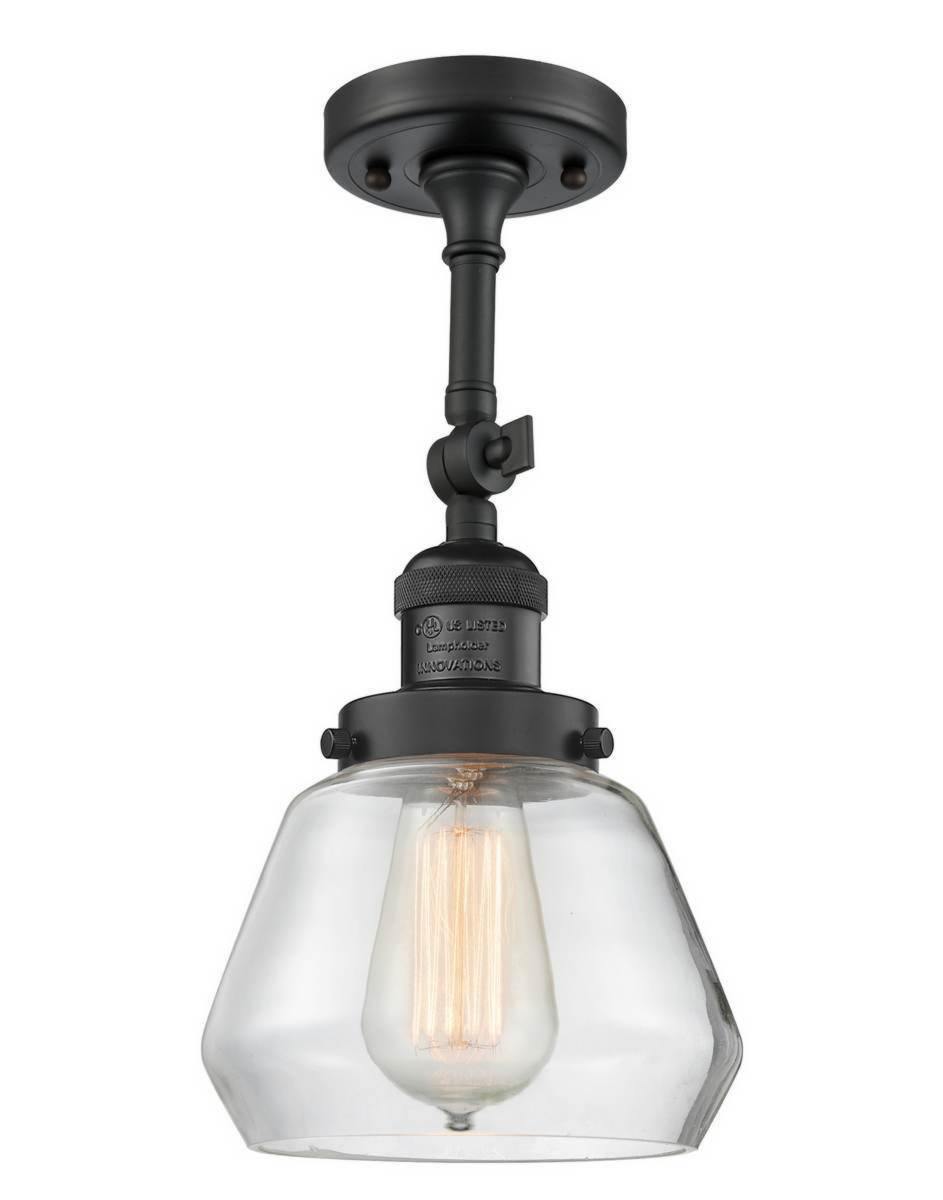Innovations Lightging 201F-BK-G172 1-Light 7" Matte Black Semi-Flush Mount -  Clear Fulton Glass - Bulbs Included
