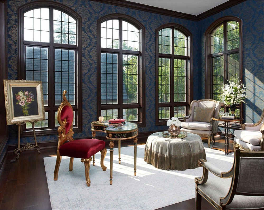 Lakeside Estate Library room with Wallpaper 13 design trends to watch out for in 2023 by Reem Akkad Design.jpg