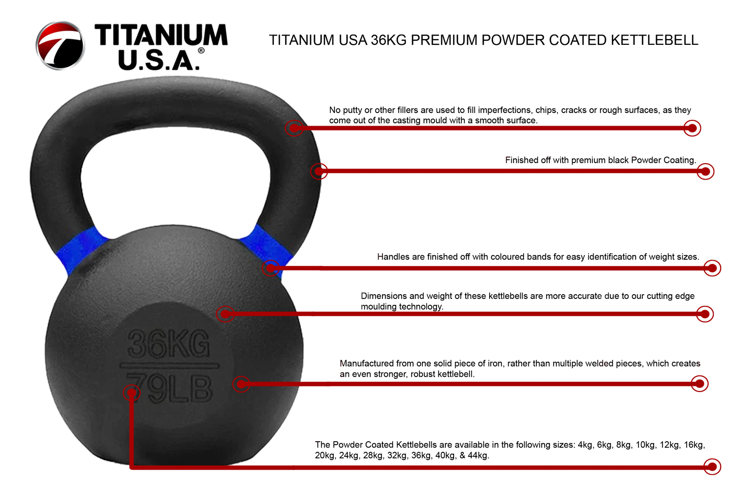 36KG PREMIUM POWDER COATED KETTLEBELL