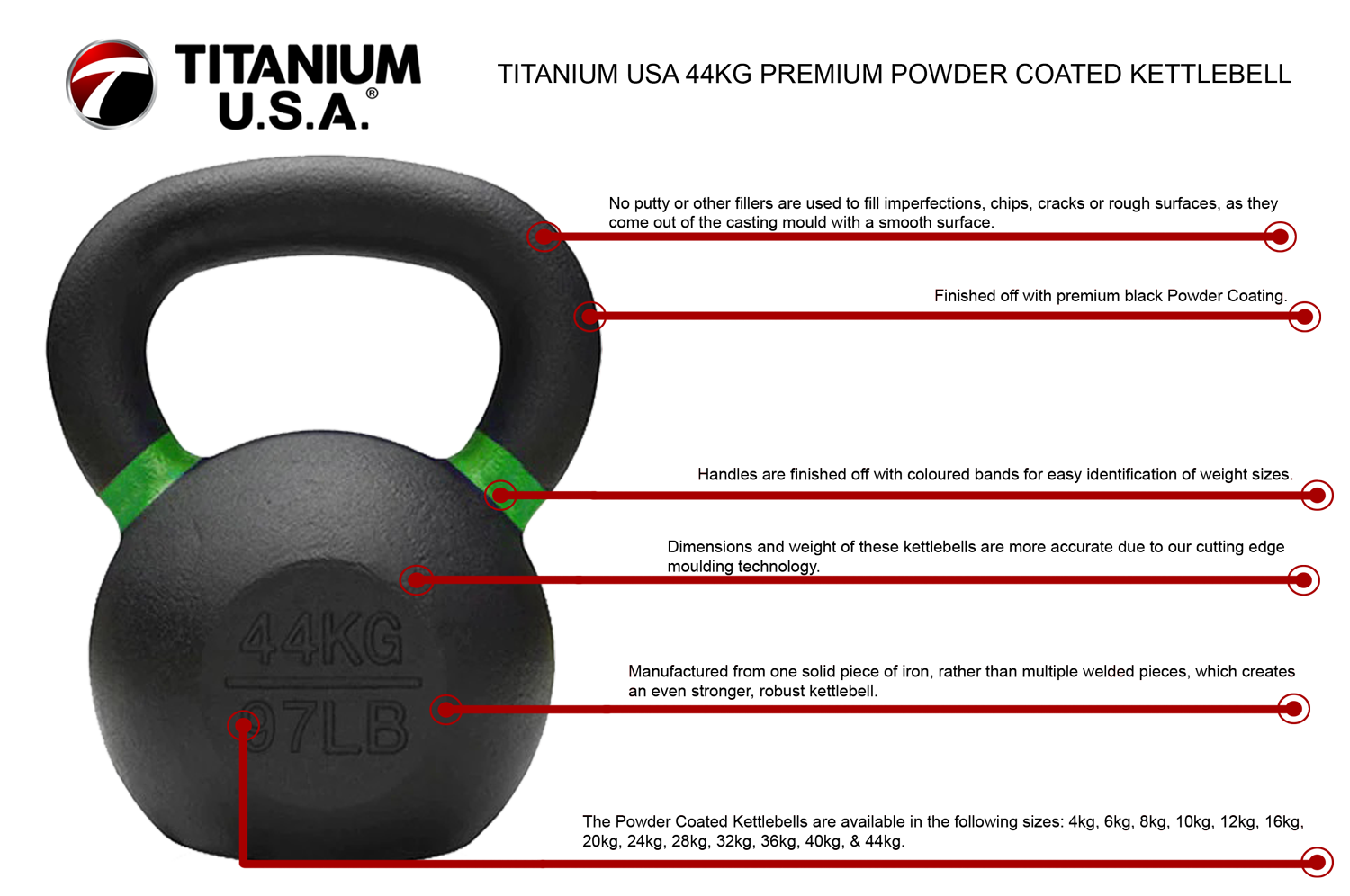 44KG PREMIUM POWDER COATED KETTLEBELL