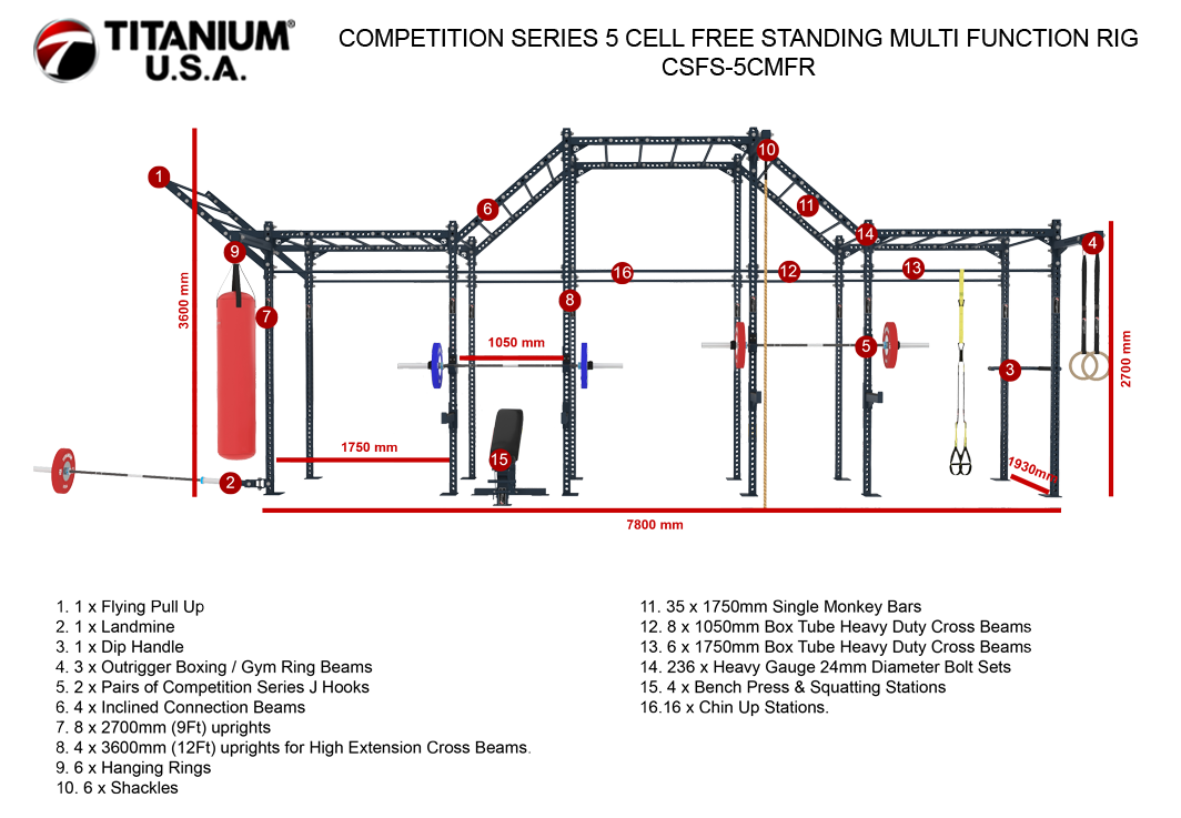 COMPETITION SERIES 5 CELL FREE STANDING MULTI FUNCTION RIG CSFS-5CMFR