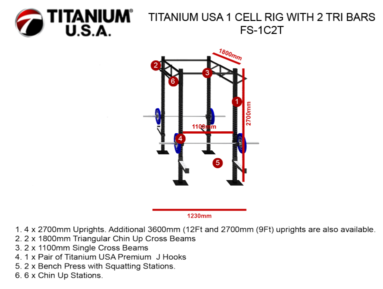 TITANIUM USA 1 CELL RIG WITH 2 TRI BARS FS-1C2T