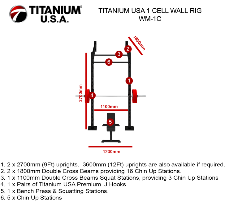 TITANIUM USA 1 CELL WALL RIG WM-1C