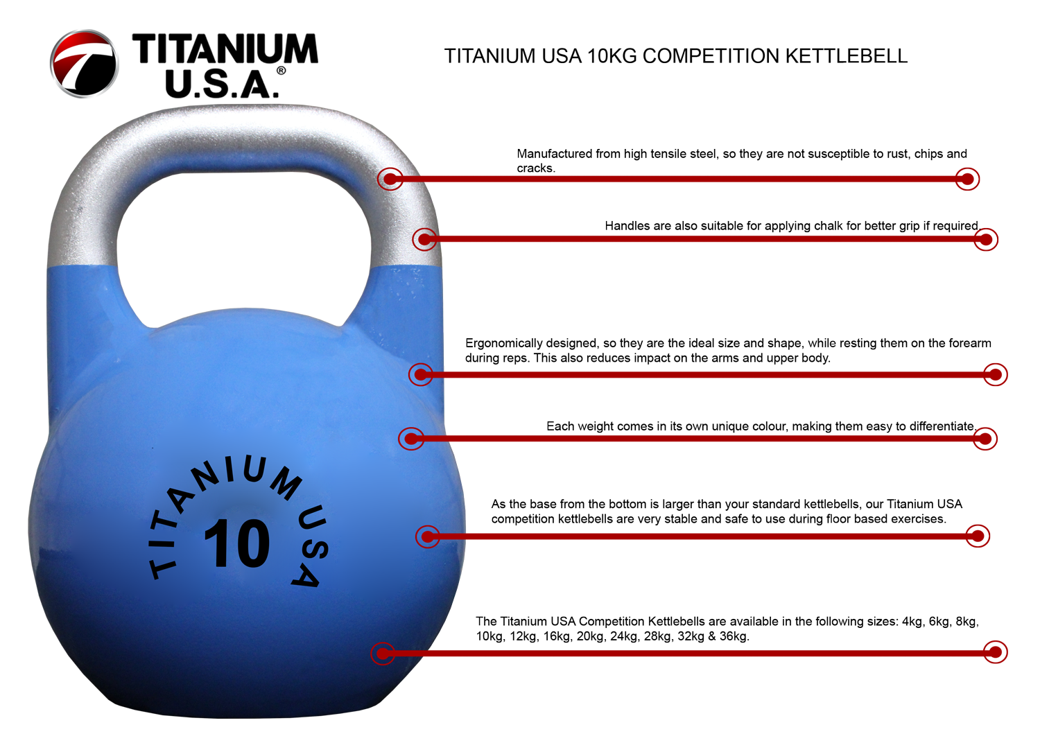 TITANIUM USA 10KG COMPETITION KETTLEBELL