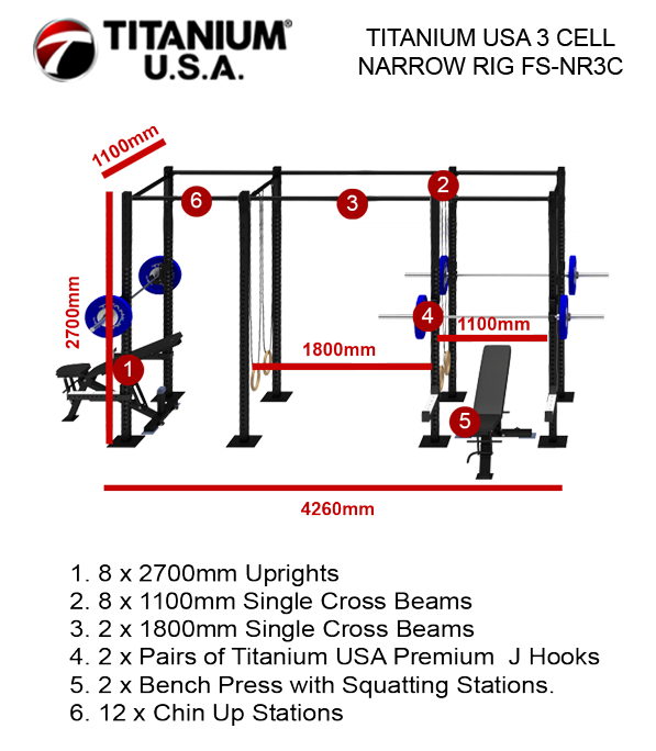 TITANIUM USA 3 CELL NARROW RIG FS-NR3C