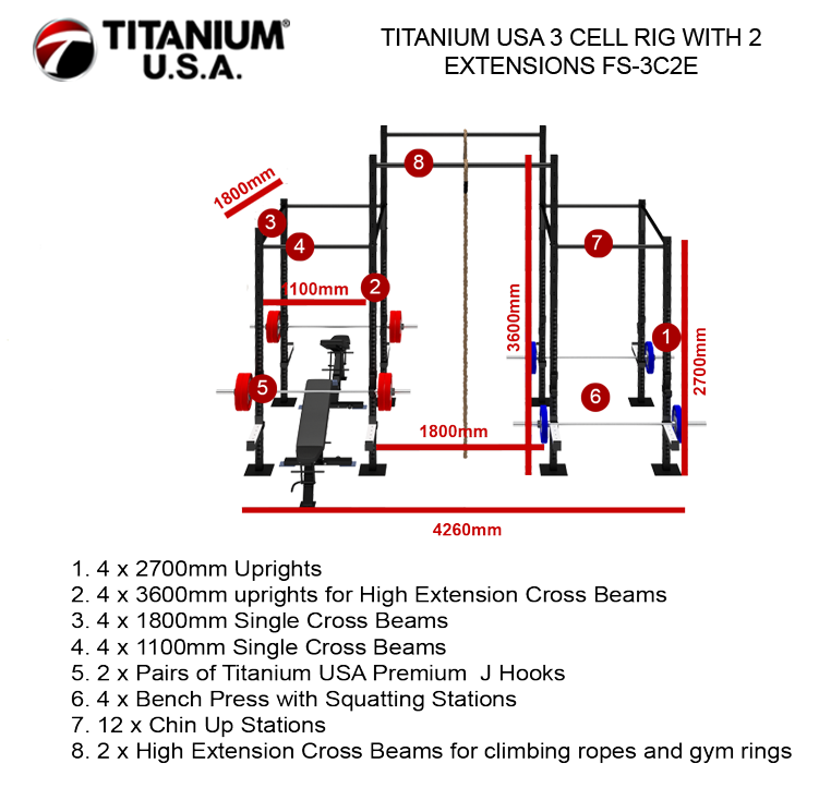 TITANIUM USA 3 CELL RIG WITH 2 EXTENSIONS FS-3C2E