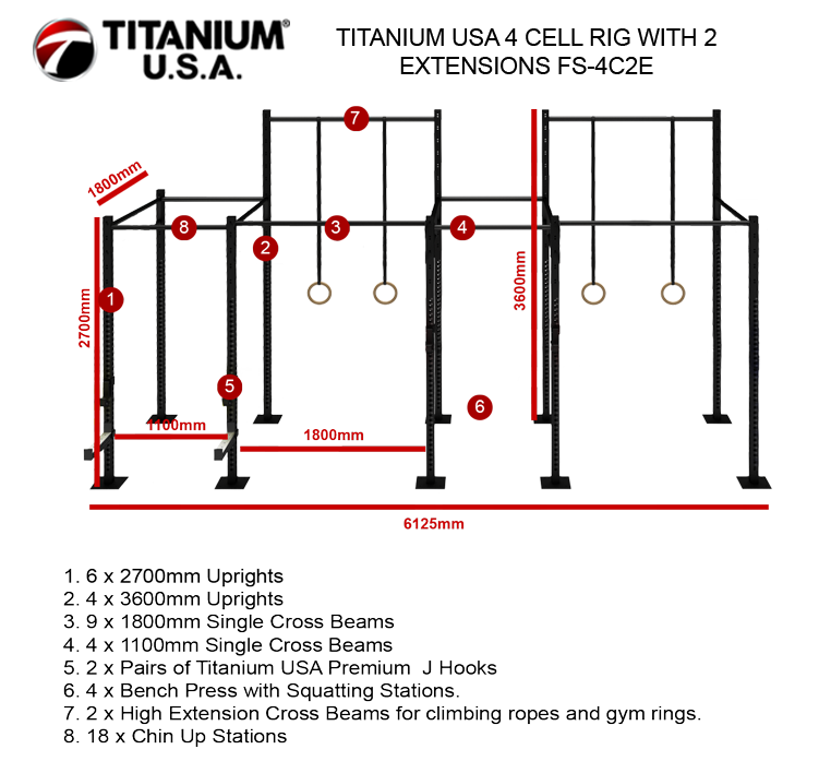TITANIUM USA 4 CELL RIG WITH 2 EXTENSIONS FS-4C2E