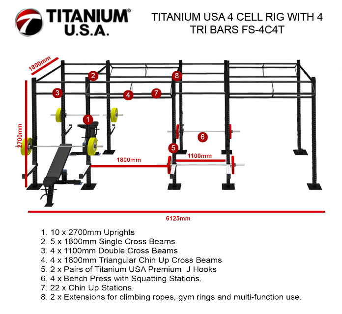 TITANIUM USA 4 CELL RIG WITH 4 TRI BARS FS-4C4T