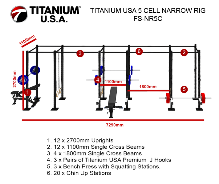 TITANIUM USA 5 CELL NARROW RIG FS-NR5C