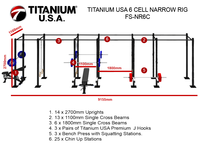 TITANIUM USA 6 CELL NARROW RIG FS-NR6C