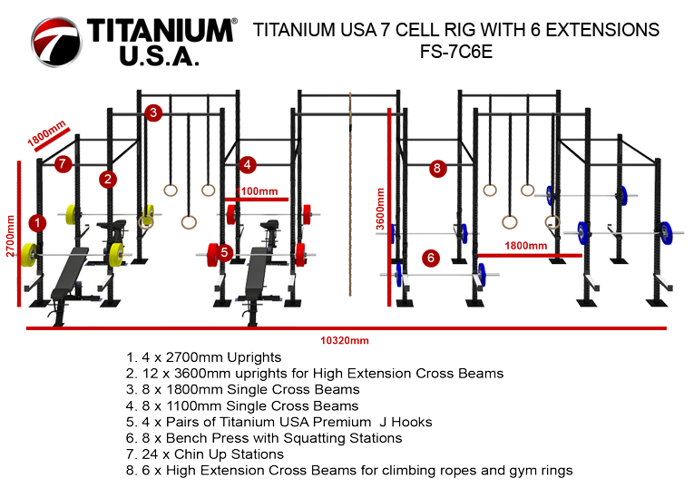 TITANIUM USA 7 CELL RIG WITH 6 EXTENSIONS FS-7C6E