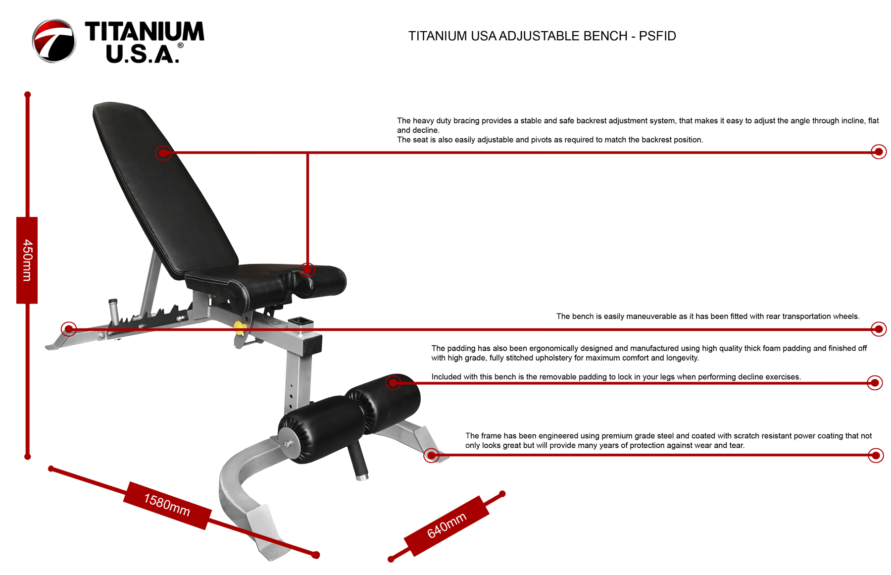 TITANIUM USA ADJUSTABLE BENCH - PSFID