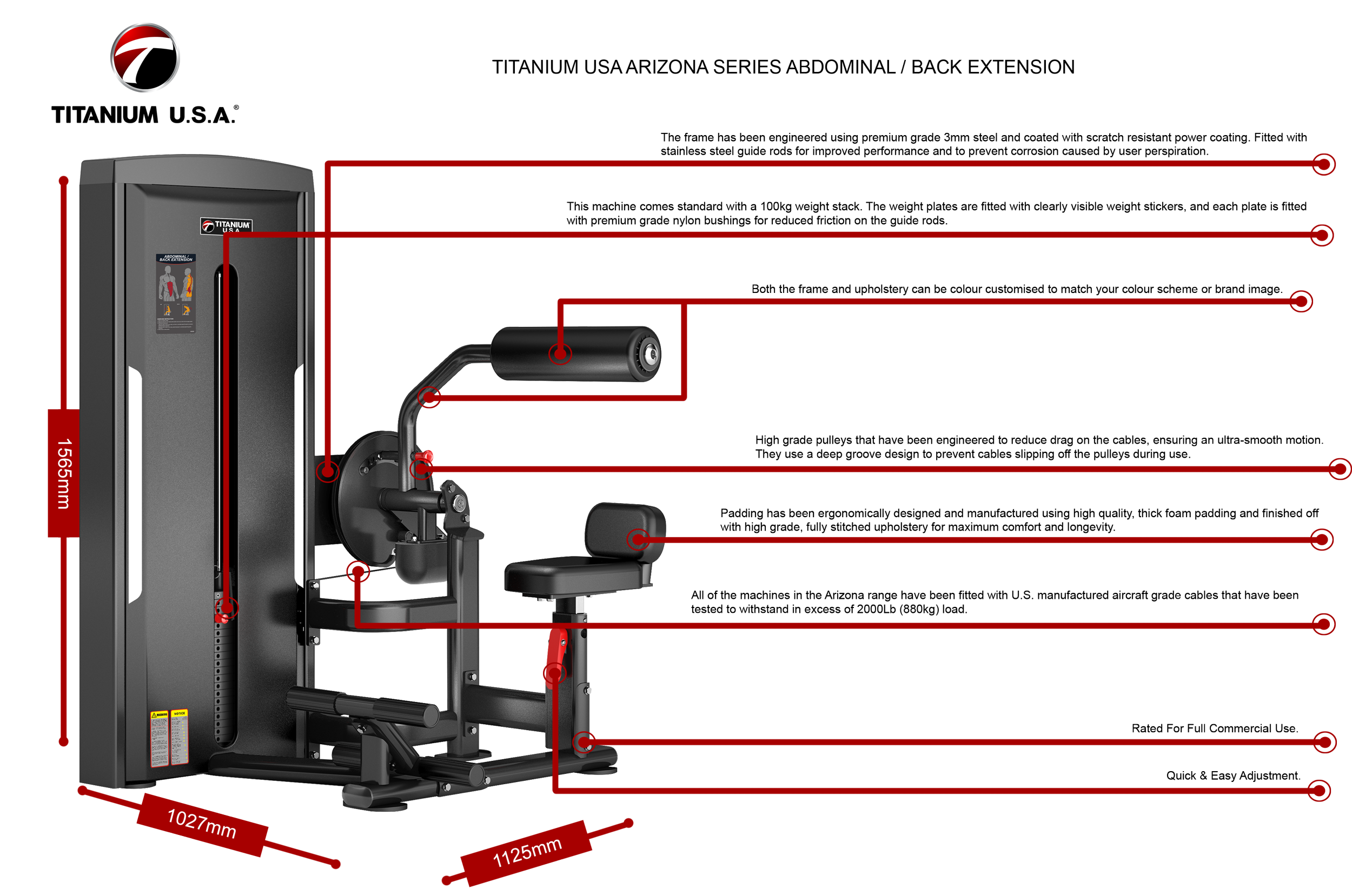 TITANIUM USA ARIZONA SERIES ABDOMINAL / BACK EXTENSION