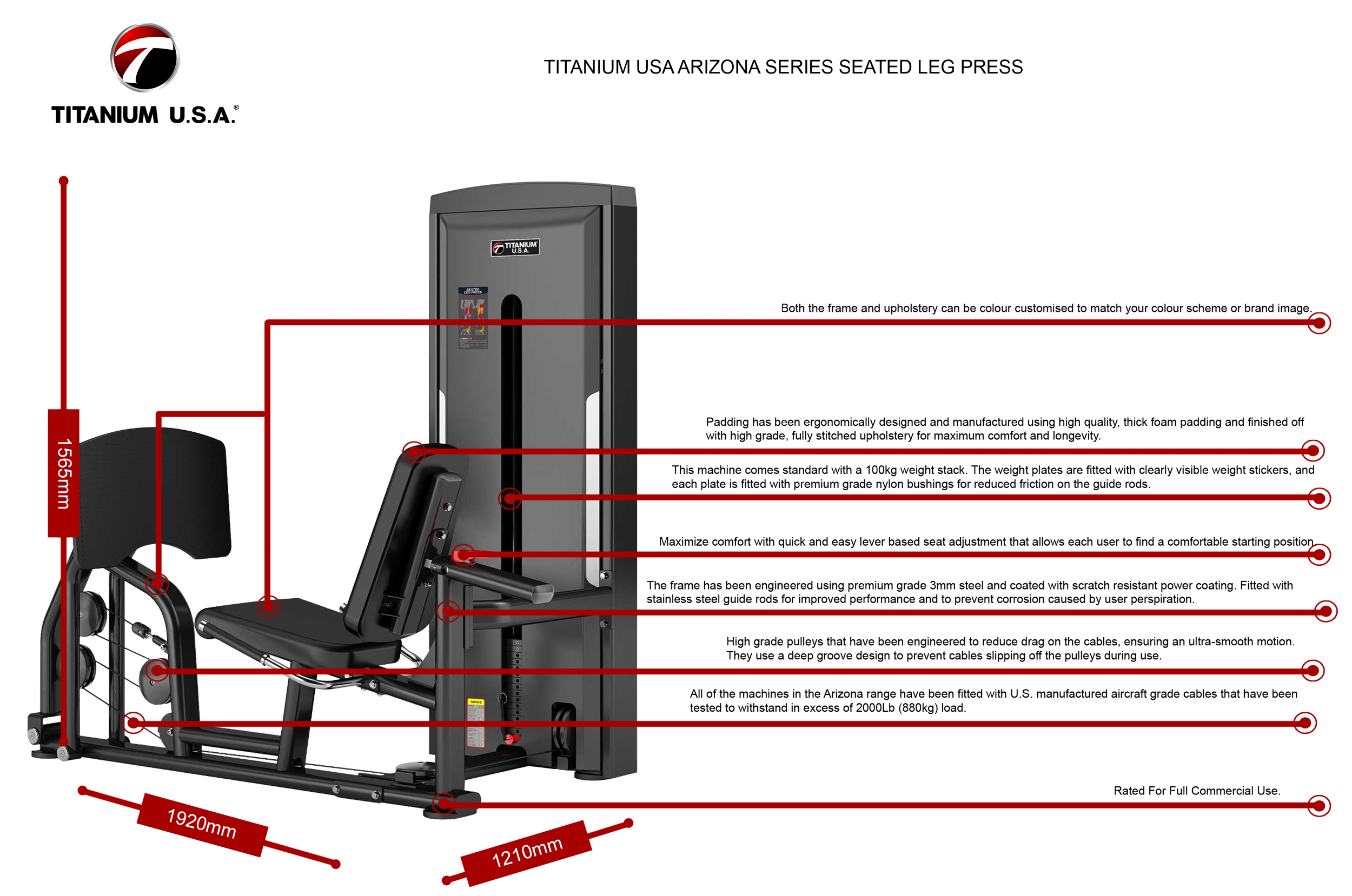 TITANIUM USA ARIZONA SERIES SEATED LEG PRESS