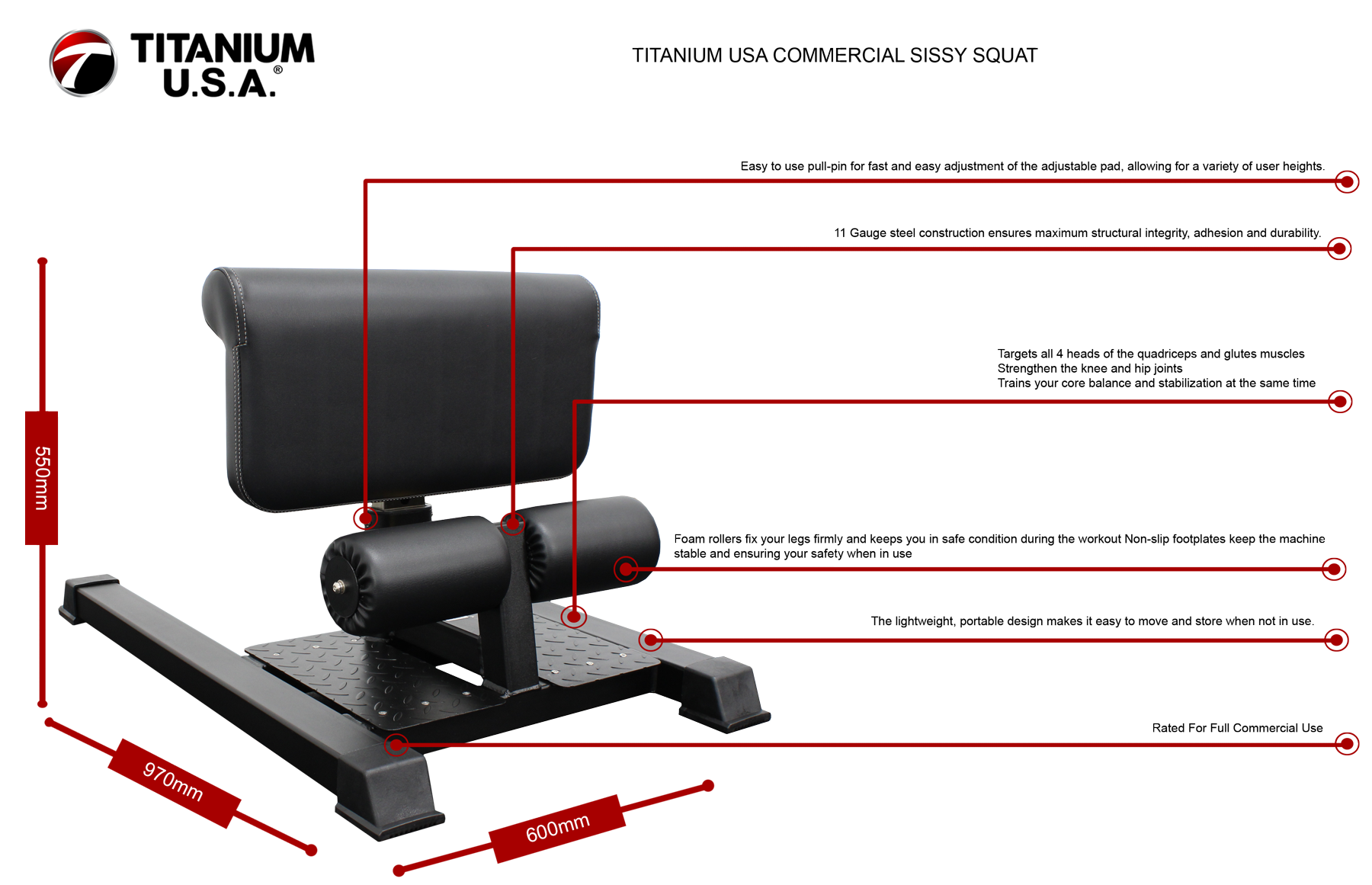 TITANIUM USA COMMERCIAL SISSY SQUAT