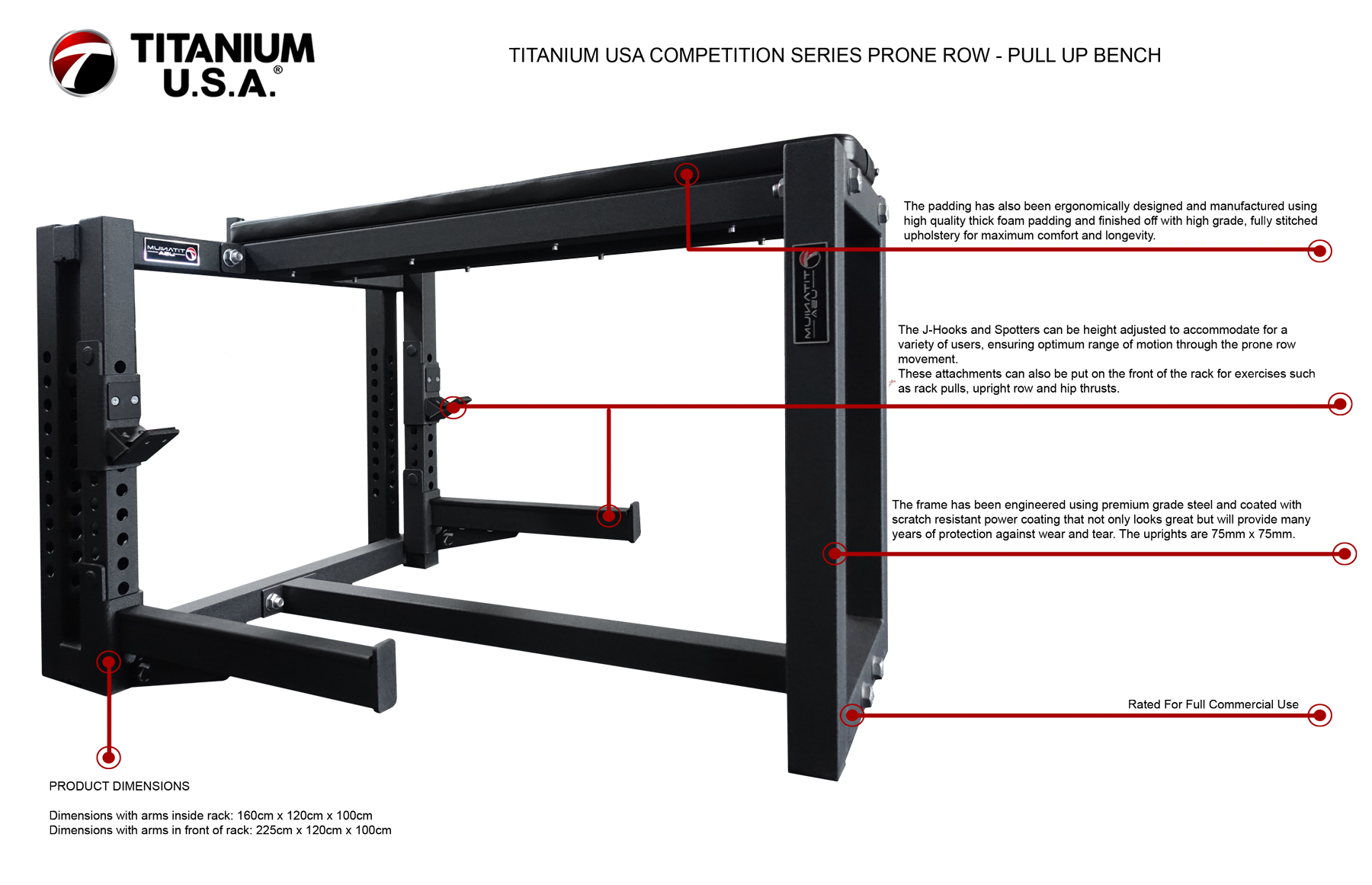 TITANIUM USA COMPETITION SERIES PRONE ROW - PULL UP BENCH