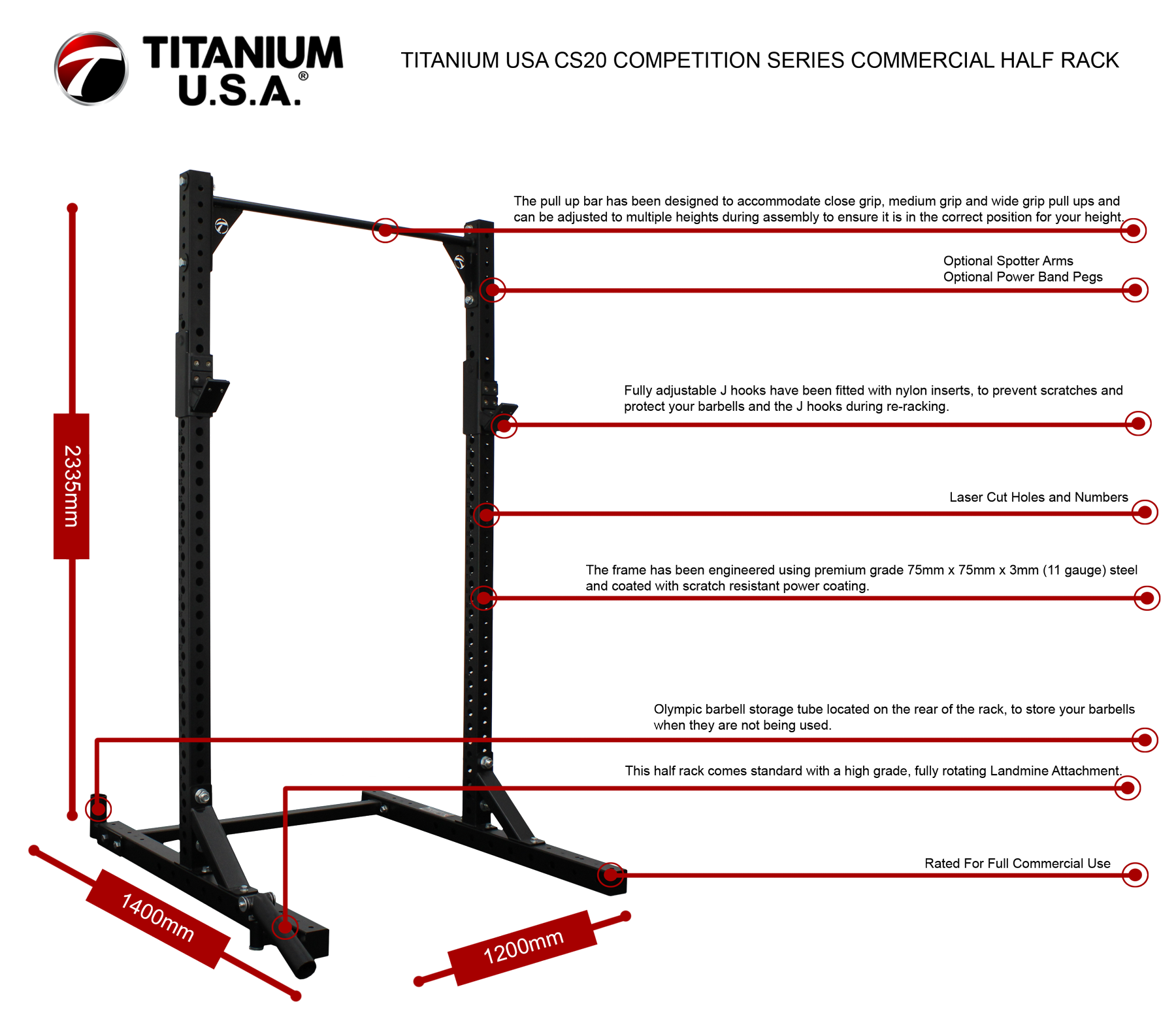 TITANIUM USA CS20 COMPETITION SERIES COMMERCIAL HALF RACK