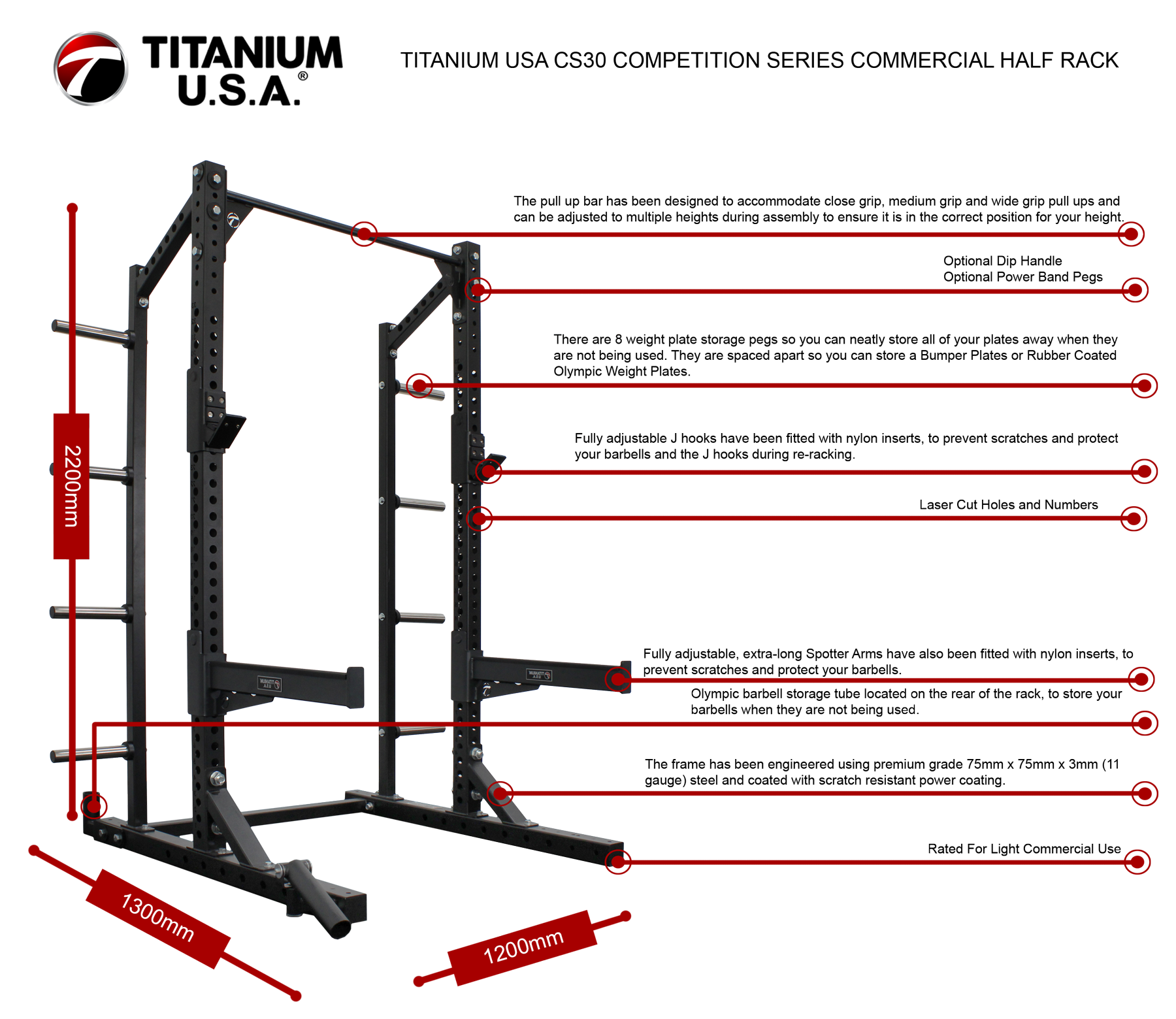 TITANIUM USA CS30 COMPETITION SERIES COMMERCIAL HALF RACK