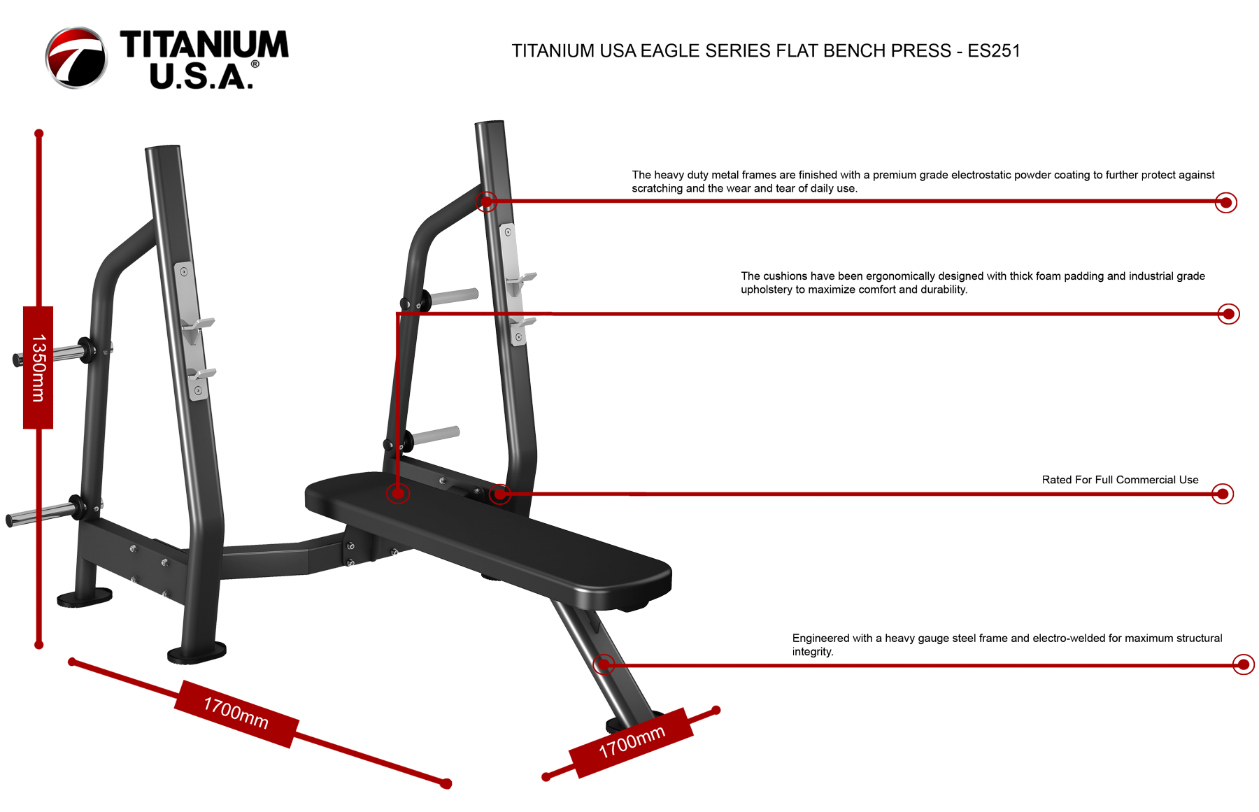 TITANIUM USA EAGLE SERIES FLAT BENCH PRESS - ES251