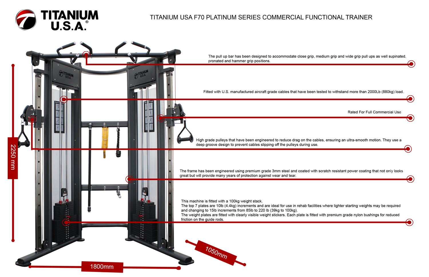 TITANIUM USA F70 PLATINUM SERIES COMMERCIAL FUNCTIONAL TRAINER