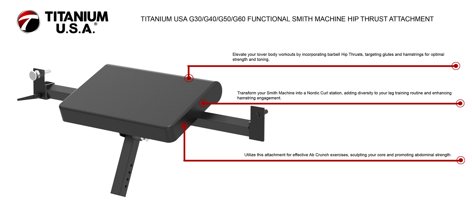 TITANIUM USA G30/G40/G50/G60 FUNCTIONAL SMITH MACHINE HIP THRUST ATTACHMENT