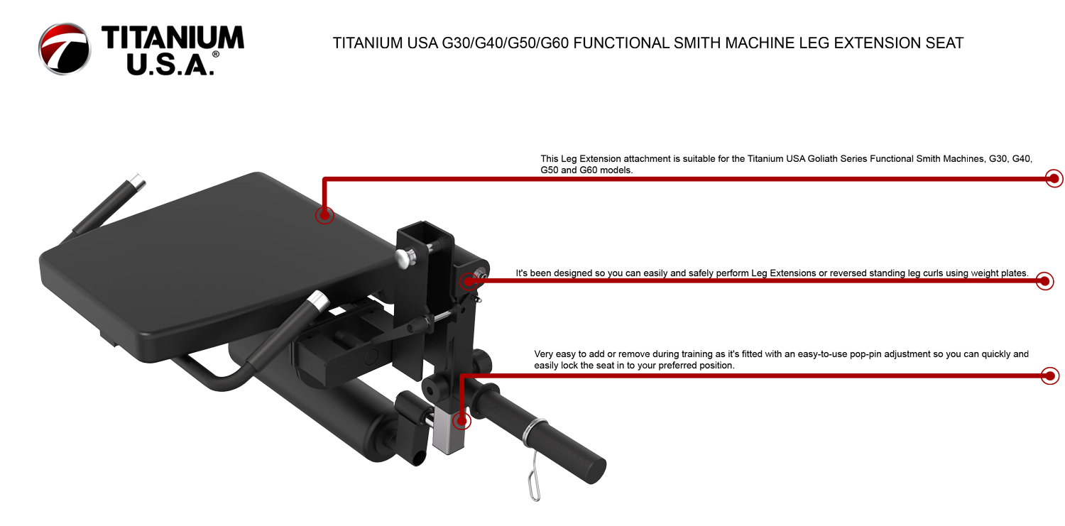 TITANIUM USA G30/G40/G50/G60 FUNCTIONAL SMITH MACHINE LEG EXTENSION SEAT