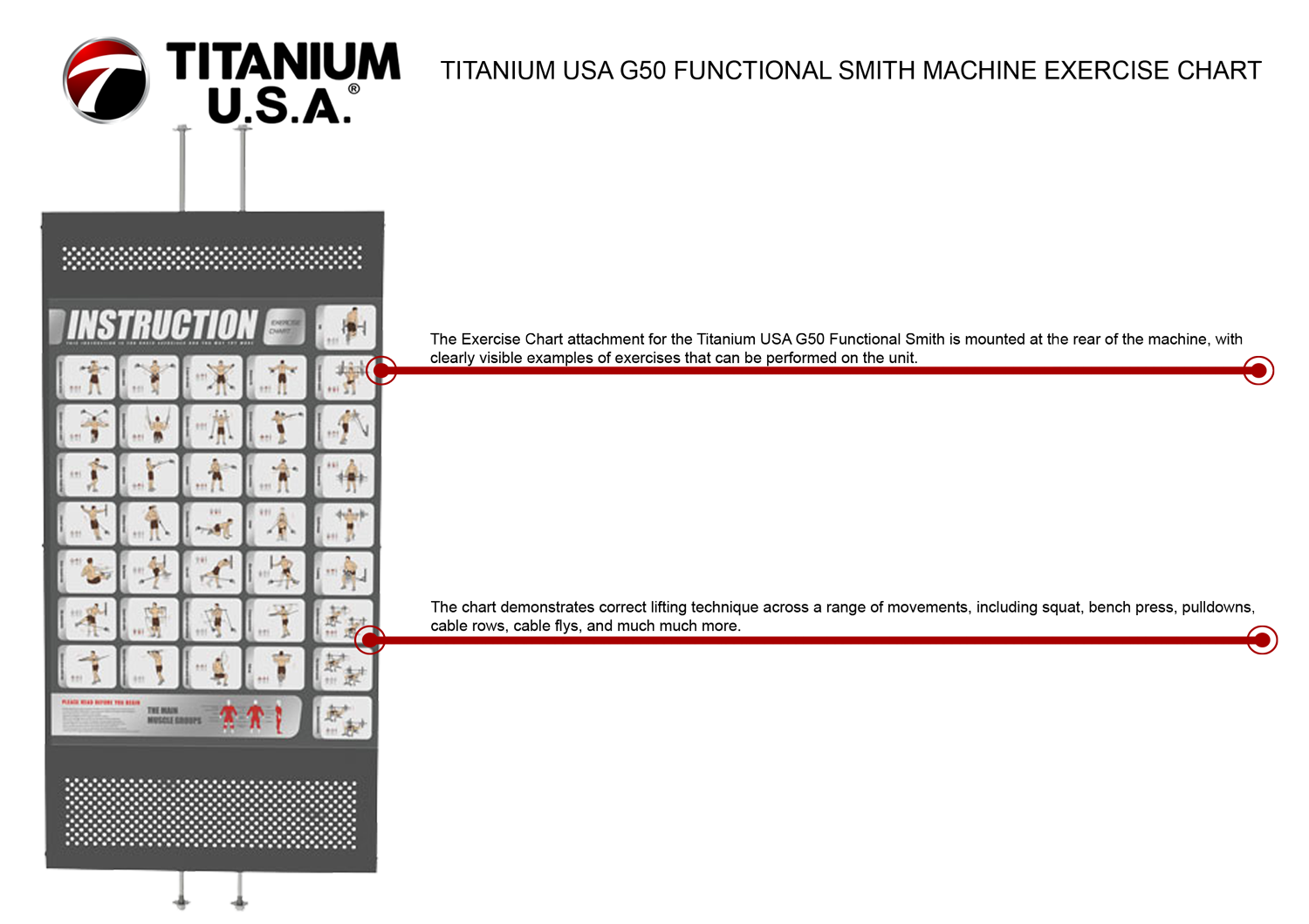TITANIUM USA G50 FUNCTIONAL SMITH MACHINE EXERCISE CHART