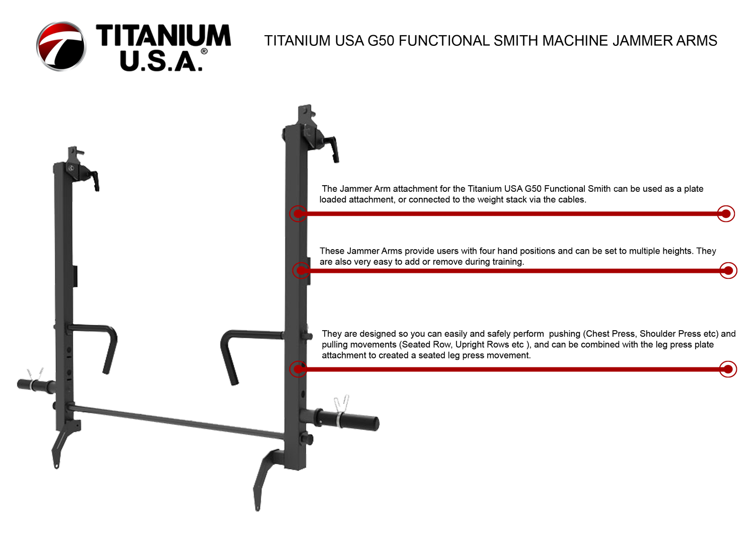 TITANIUM USA G50 FUNCTIONAL SMITH MACHINE JAMMER ARMS