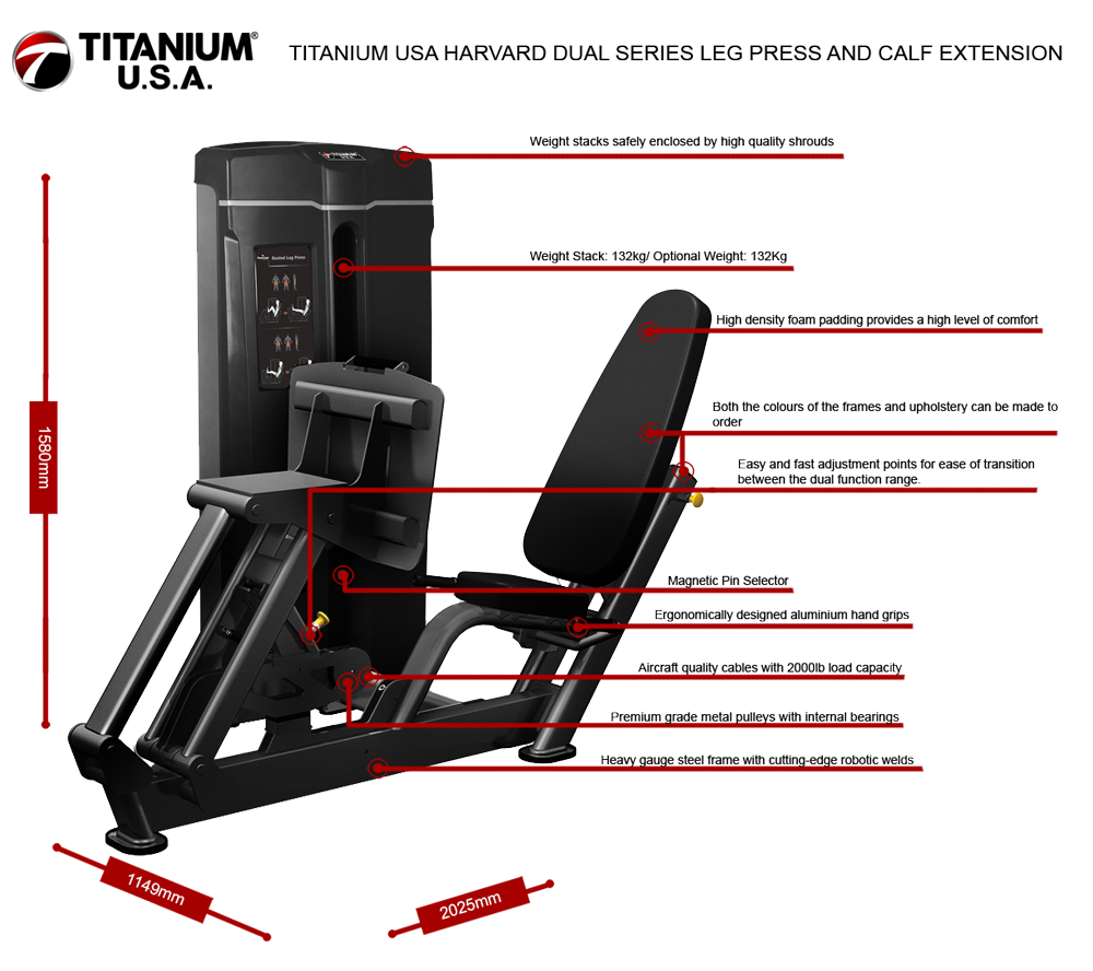 TITANIUM USA HARVARD DUAL SERIES LEG PRESS AND CALF EXTENSION