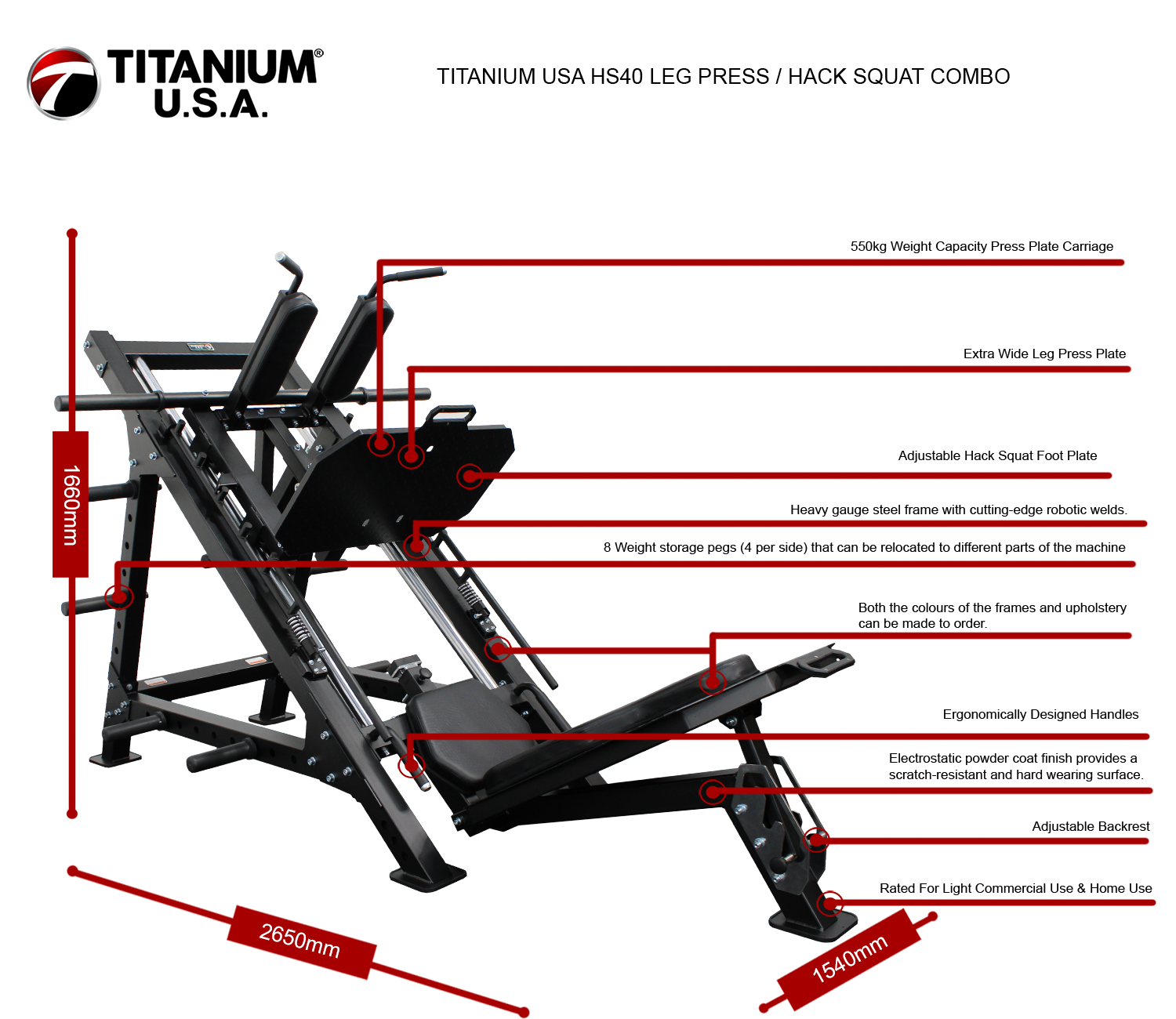 TITANIUM USA HS40 LEG PRESS / HACK SQUAT COMBO