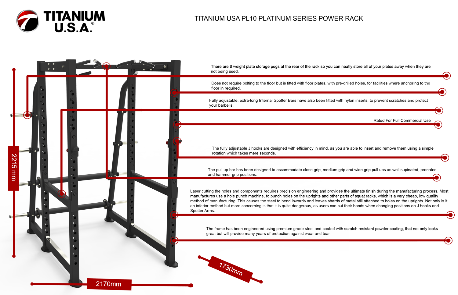 TITANIUM USA PL10 PLATINUM SERIES POWER RACK