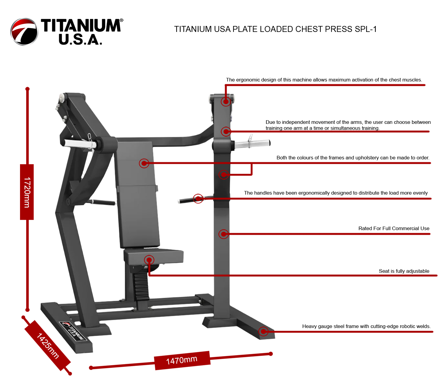 TITANIUM USA PLATE LOADED CHEST PRESS SPL-1