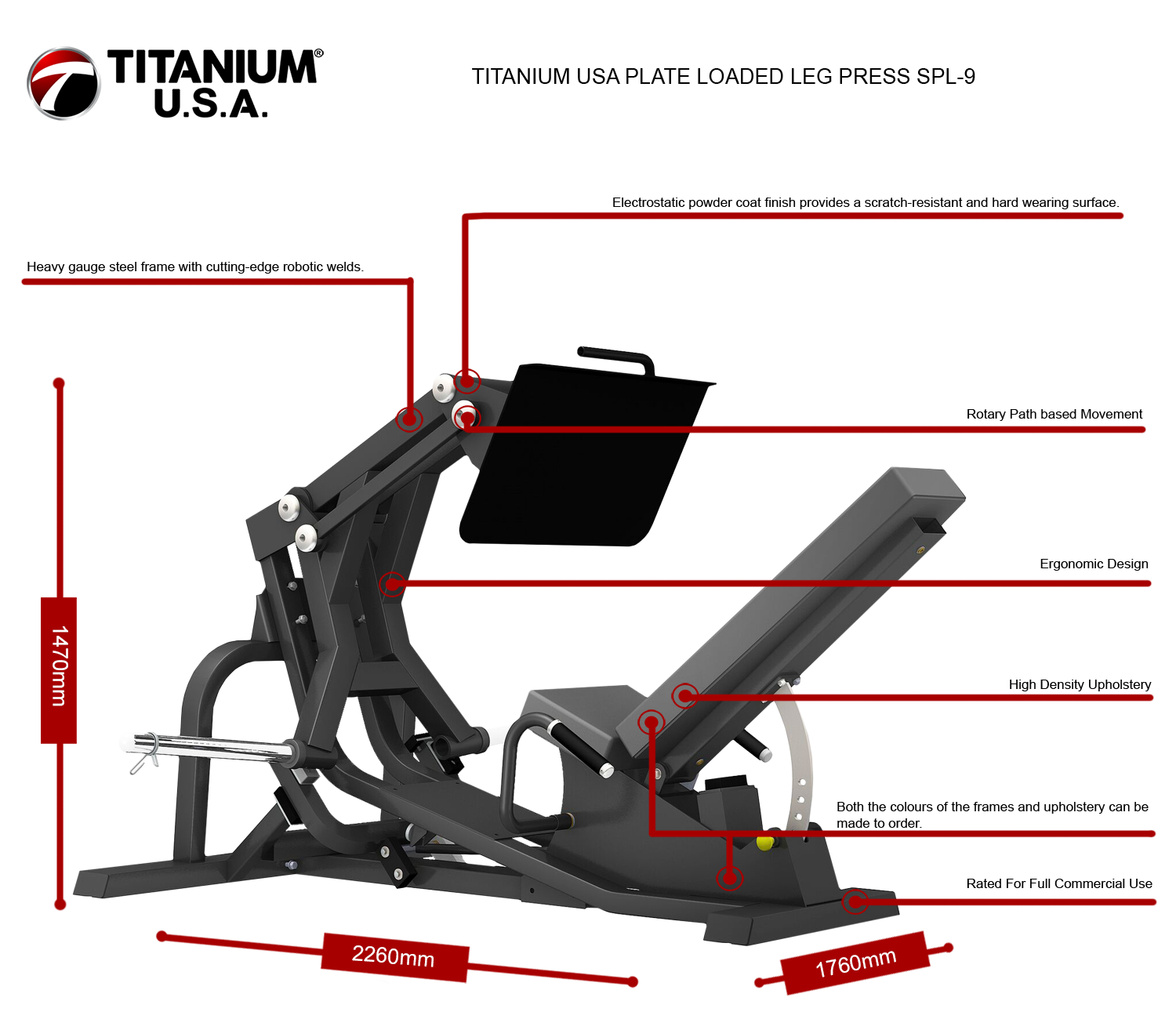 TITANIUM USA PLATE LOADED LEG PRESS SPL-9