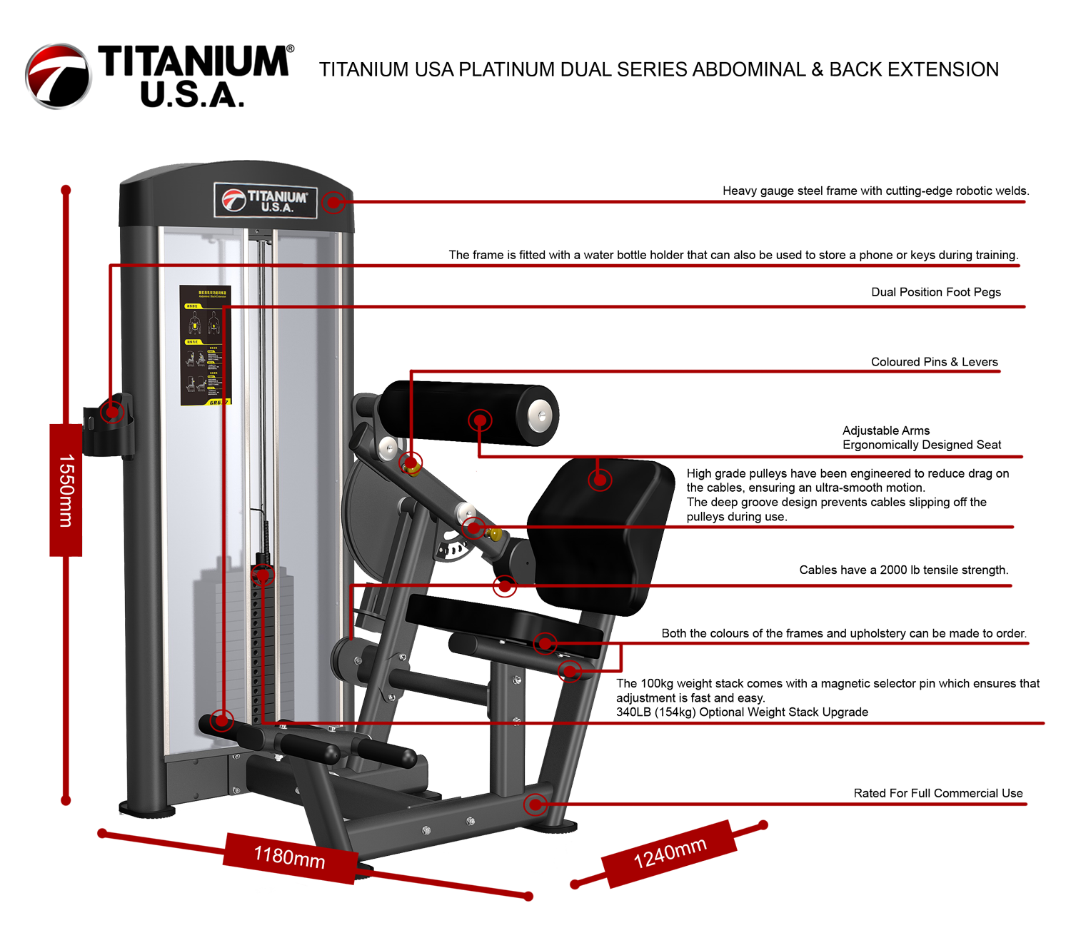 TITANIUM USA PLATINUM DUAL SERIES ABDOMINAL & BACK EXTENSION