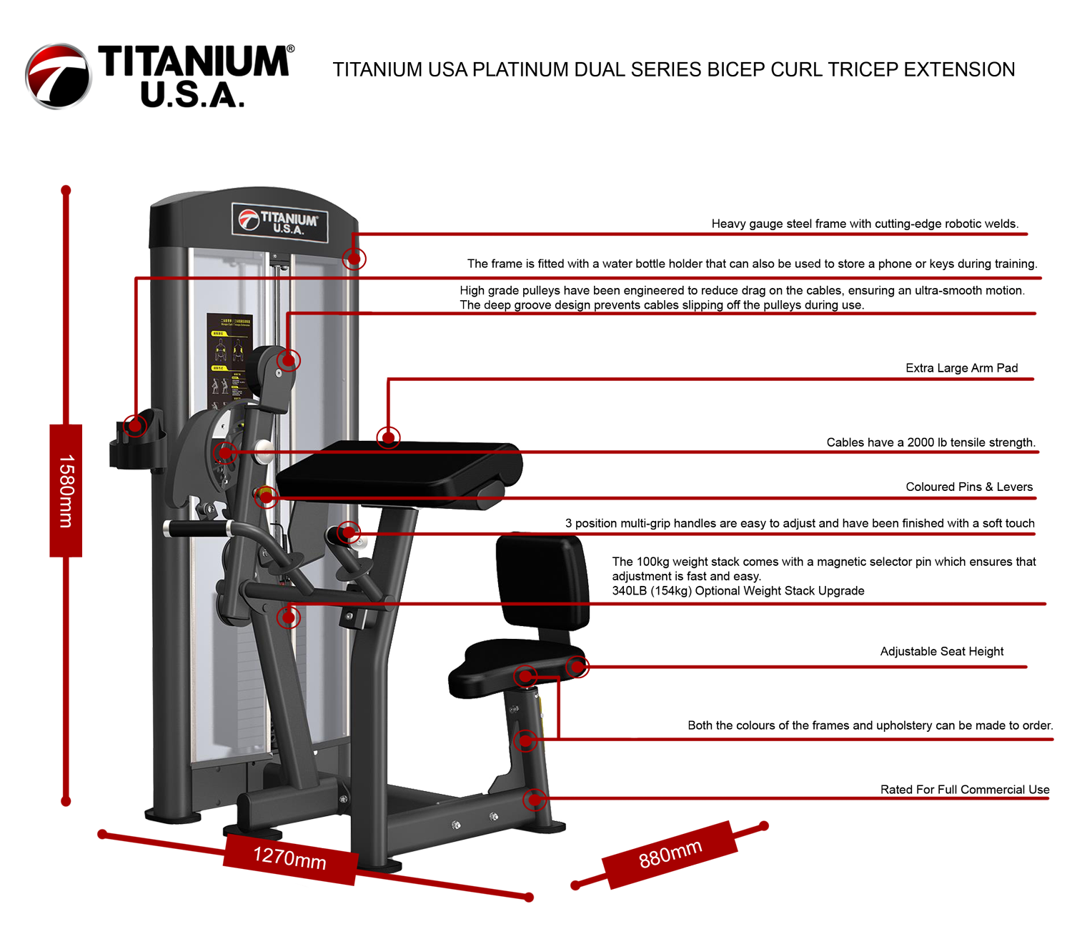 TITANIUM USA PLATINUM DUAL SERIES BICEP CURL TRICEP EXTENSION