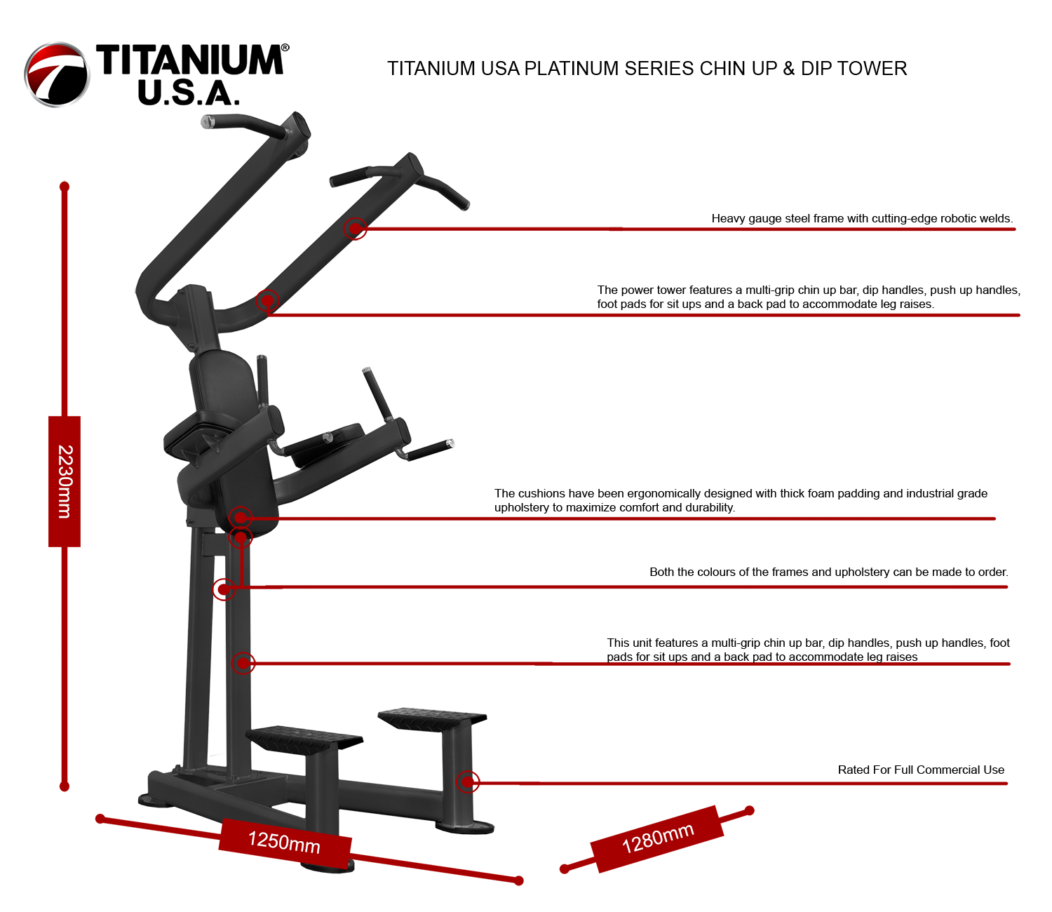 TITANIUM USA PLATINUM SERIES CHIN UP & DIP TOWER