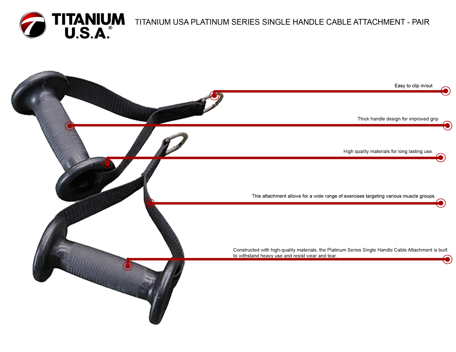 PLATINUM SERIES SINGLE HANDLE CABLE ATTACHMENT - PAIR