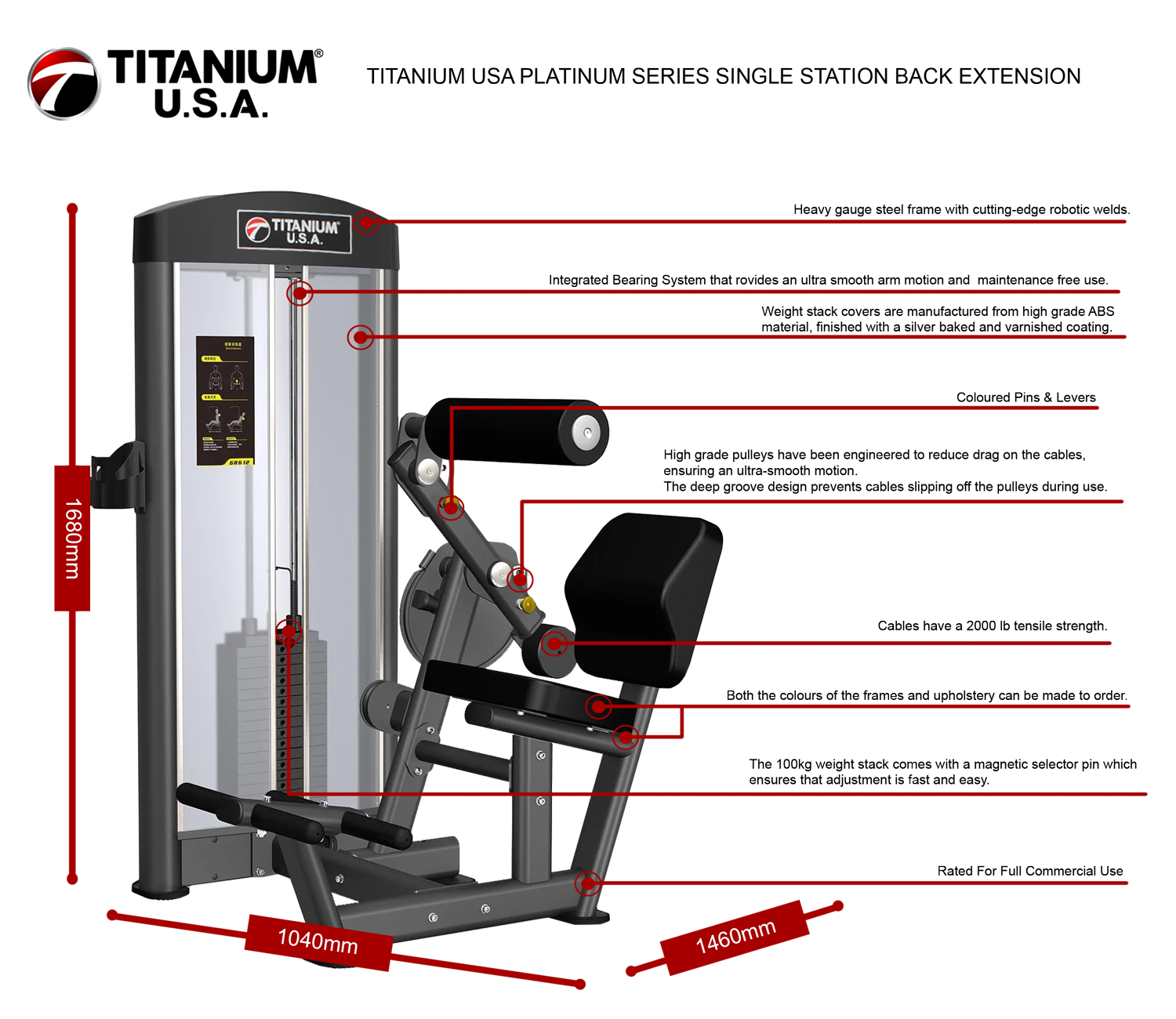 TITANIUM USA PLATINUM SERIES SINGLE STATION BACK EXTENSION