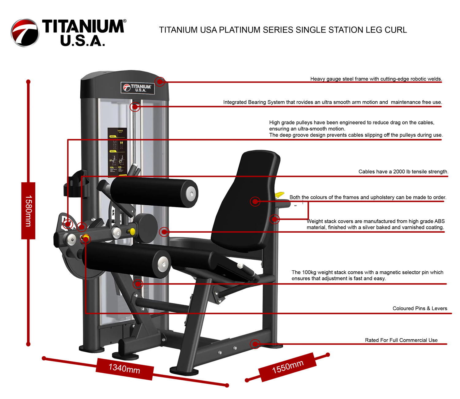 TITANIUM USA PLATINUM SERIES SINGLE STATION LEG CURL